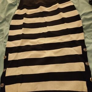 New York & Company Black and White Striped Pencil Skirt
